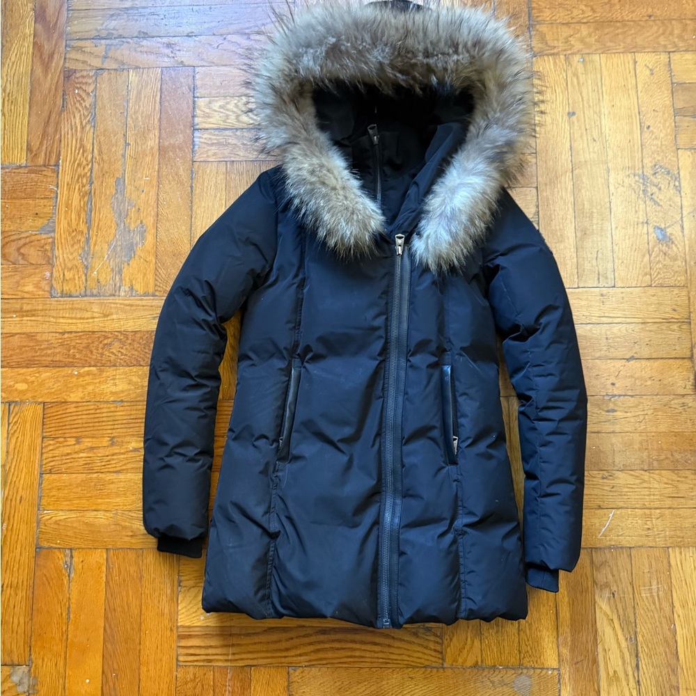 Mackage Leelee-F Kids Down Puffer Coat with Saga Fur Trim - Black - Size 14